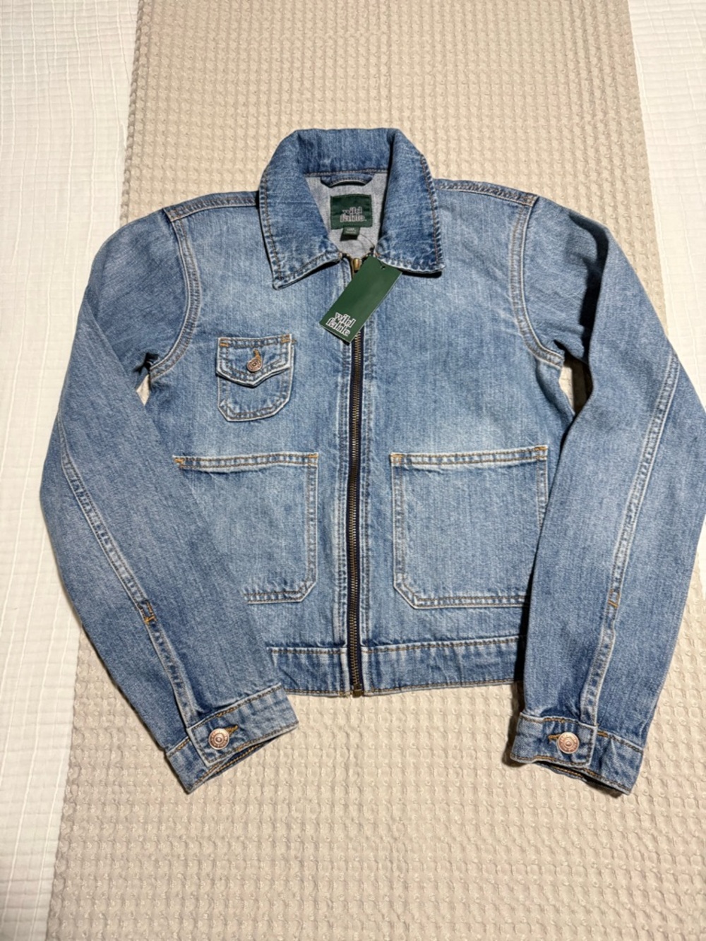 wild fable Light Blue Denim Zip-Front Jacket
